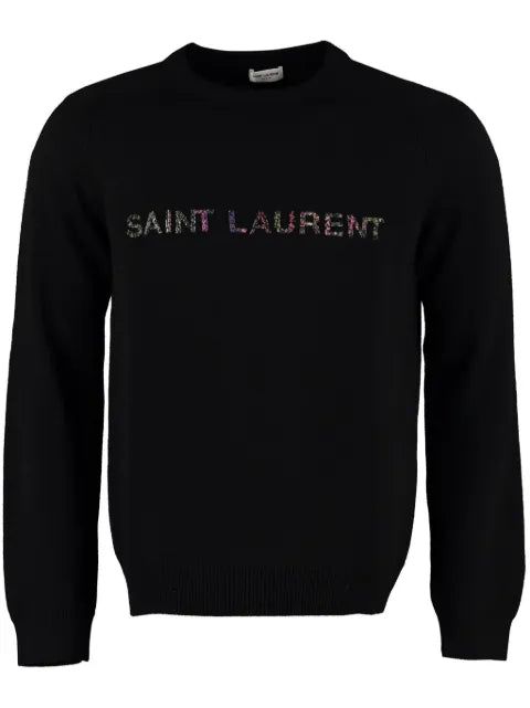 Saint Laurent beaded logo embroidery sweater