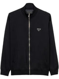 Prada logo-plaque zip-up cardigan