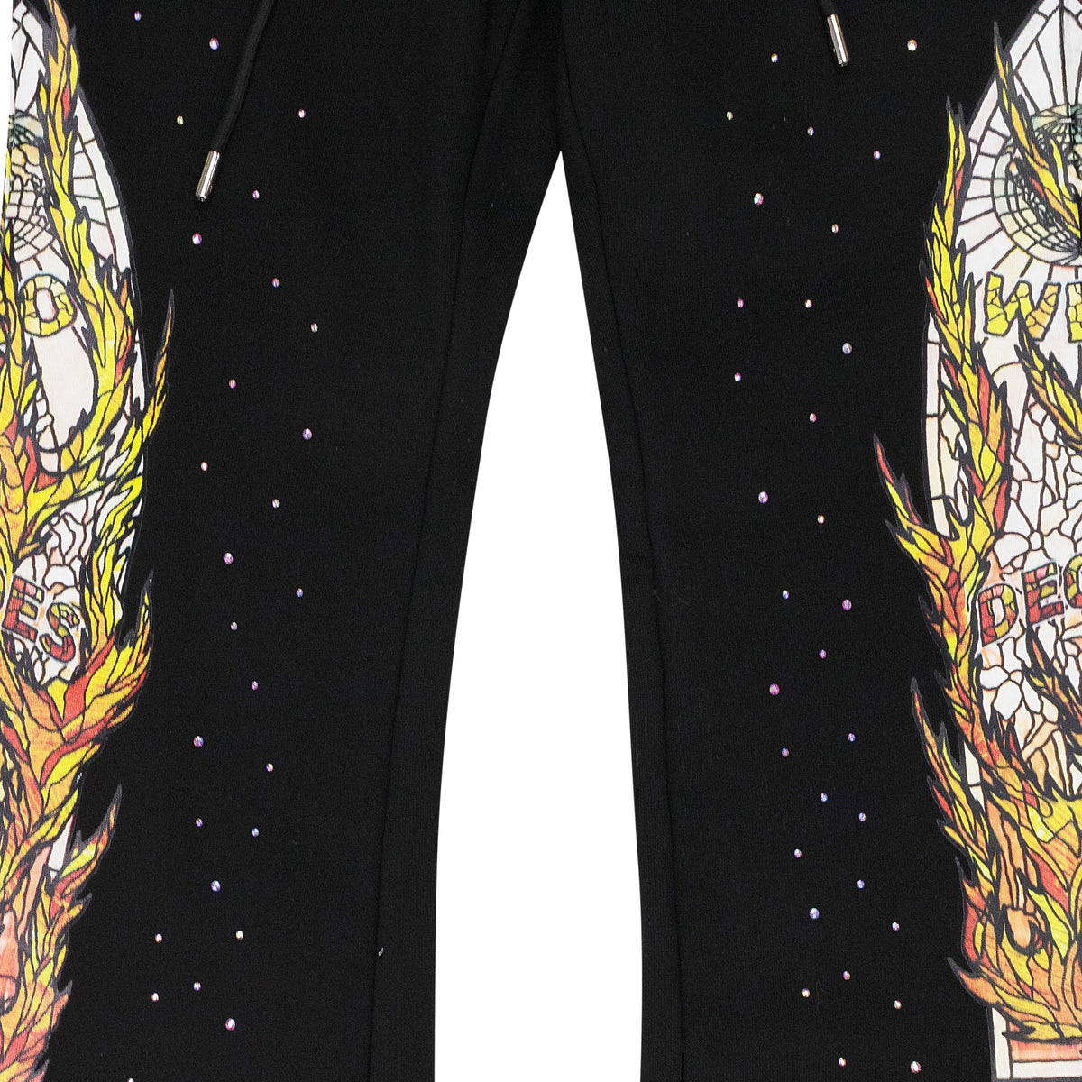 BLACK FLAME GLASS SWEATPANTS