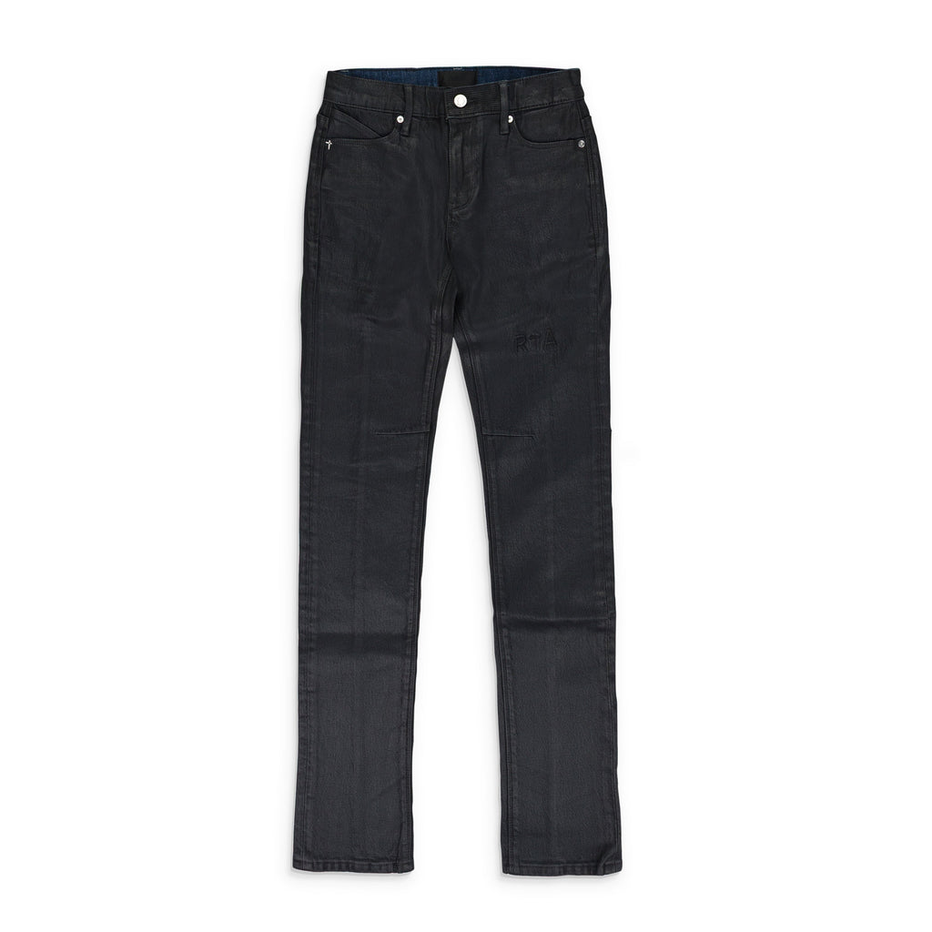 BLUE WAXED SKINNY JEANS