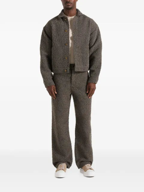 Manière De Voir Damien in brown bouclé denim jacket with back-pleat