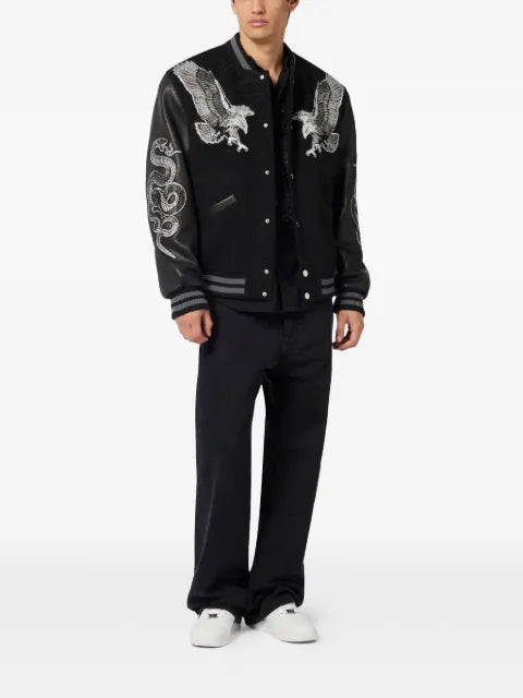 Philipp Plein leather-sleeves bomber jacket