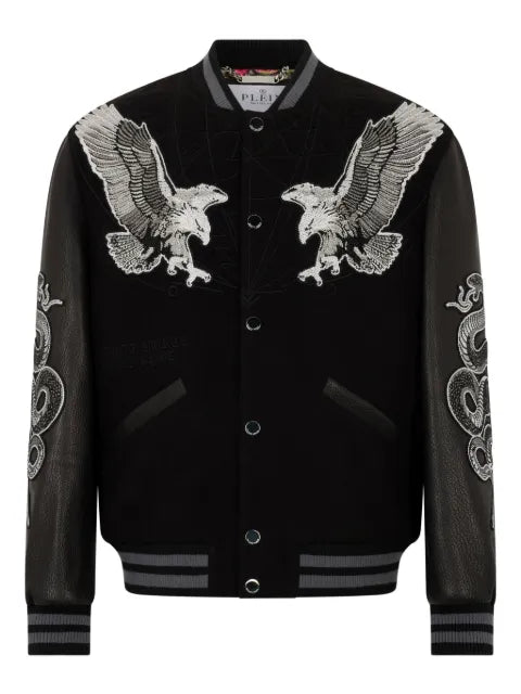 Philipp Plein leather-sleeves bomber jacket