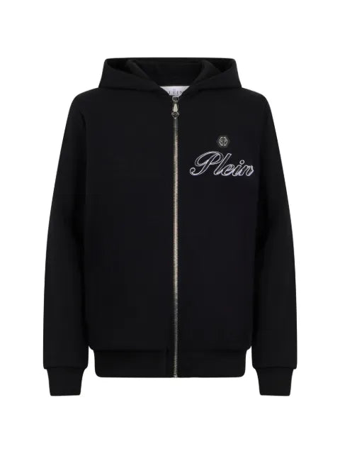 Philipp Plein logo-embroidered zip hoodie
