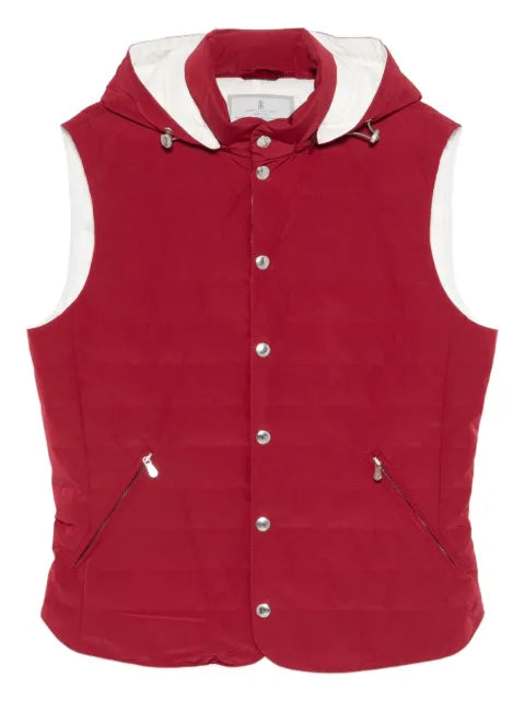 Brunello Cucinelli bonded nylon down vest with detachable hood