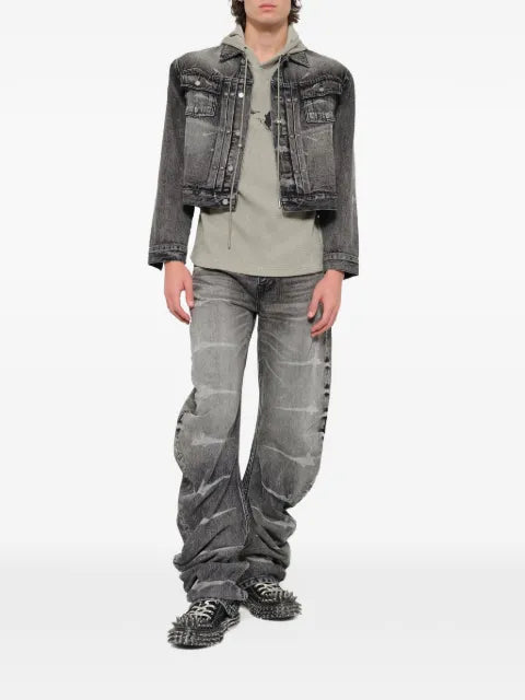 THUG CLUB TC Spine laser-etched denim jacket