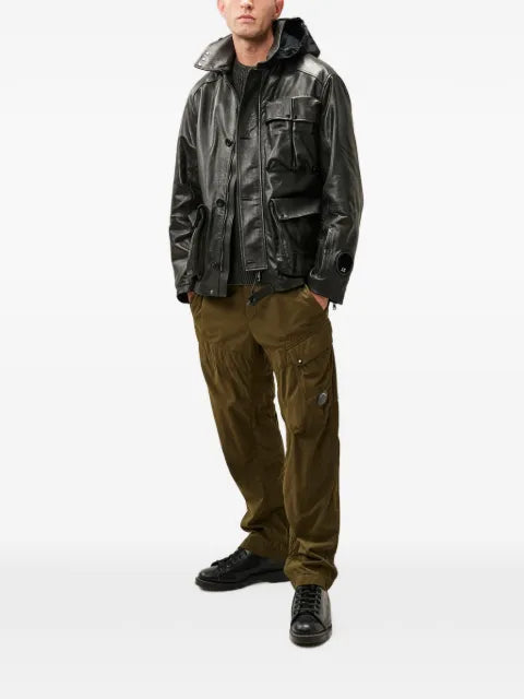 C.P. Company Goggle-detail leather jacket