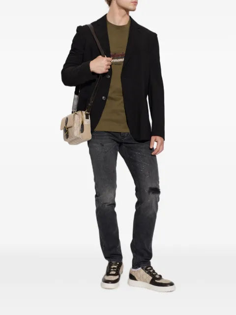 Emporio Armani seersucker blazer with down padding and a regular fit