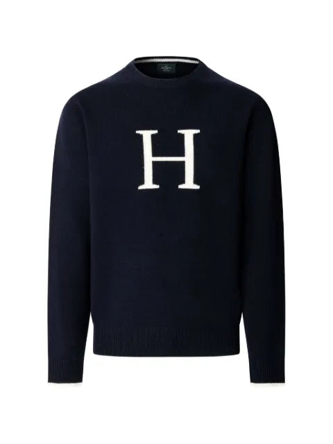 Hackett London logo-knit merino wool sweater