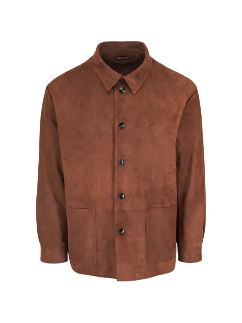 Kiton button-up suede jacket