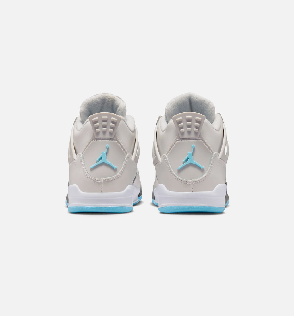 Air Jordan 4 Retro Preschool Lifestyle Shoe - Photon Dust/Blue Chill/Flat Pewter/White/Blue Tint