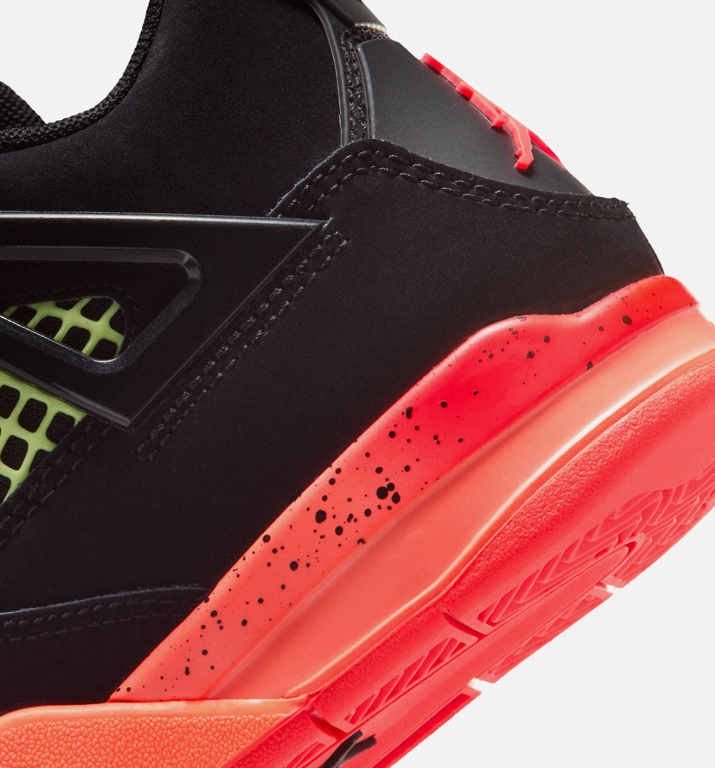 Air Jordan 4 Retro Black Infrared 23 Preschool Shoes - Black Infrared 23 Bright Mango