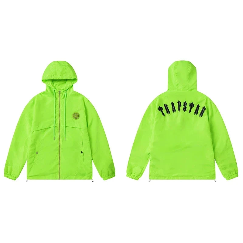 Trapstar Gothic Logo Fluorescent Green Hooded Windbreaker