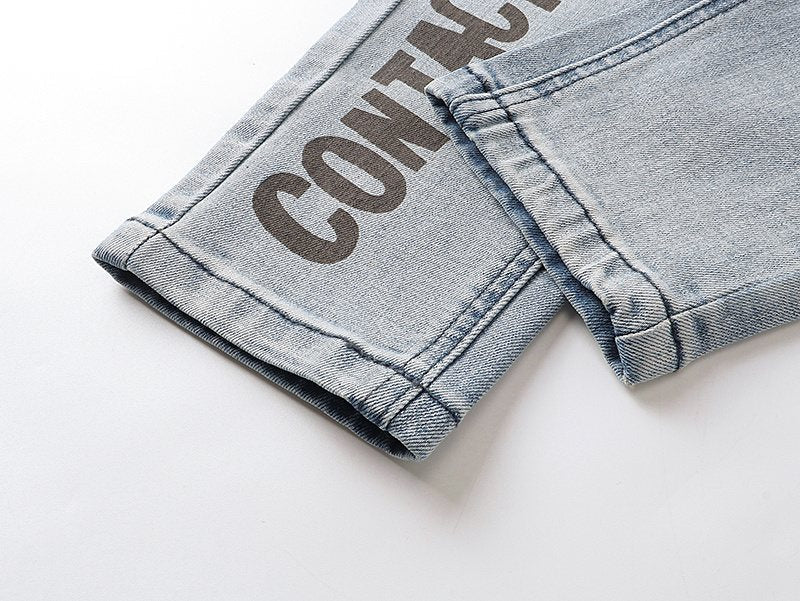 Ksubi Light Blue Graffiti Slim Tapered Jeans
