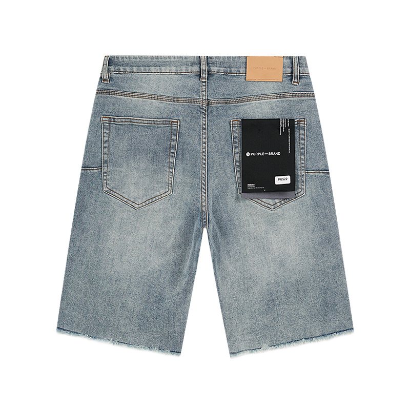 Purple Brand Light Blue Raw Hem Denim Shorts