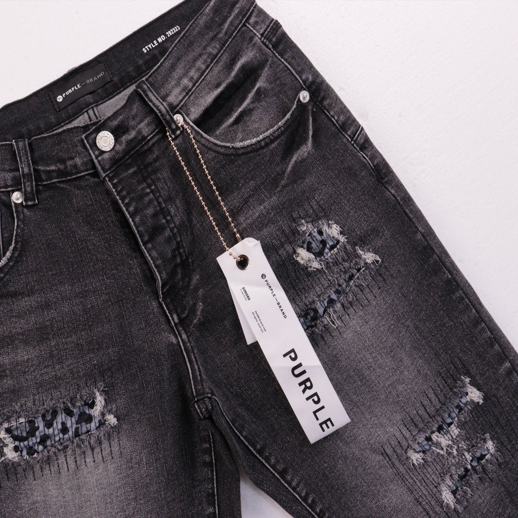 Purple Brand Distressed Patch Denim Shorts