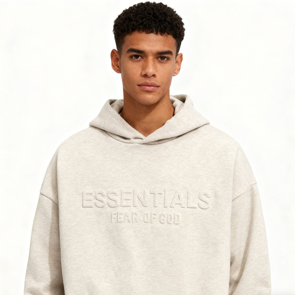 Fear of God Essentials Logo Pullover Hoodie - Light Heather Gray