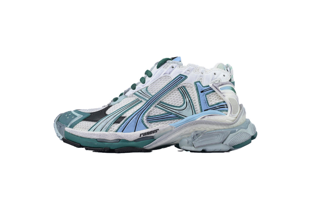 Balenciaga Runner Sneaker Worn-Out - White Green Blue 772767 W3RMU 9034