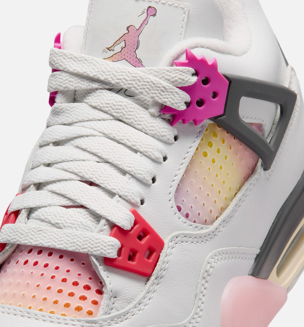 Air Jordan 4 Retro Comic Big Kids' Lifestyle Shoes - Off White/Fire Pink/Anthracite