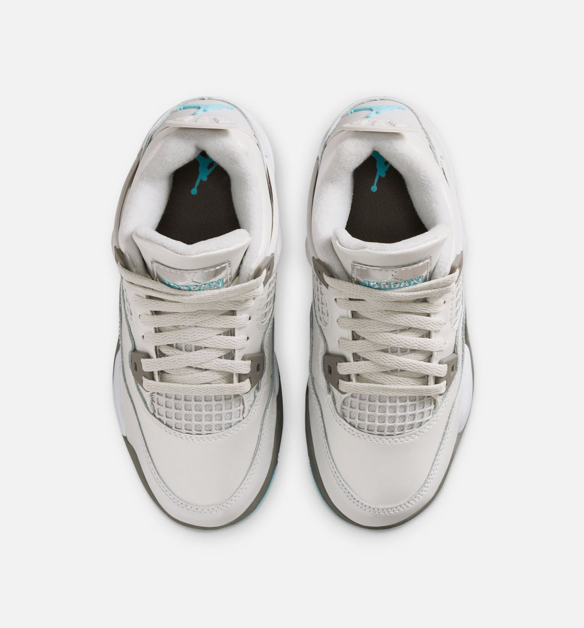 Air Jordan 4 Retro Preschool Lifestyle Shoe - Photon Dust/Blue Chill/Flat Pewter/White/Blue Tint