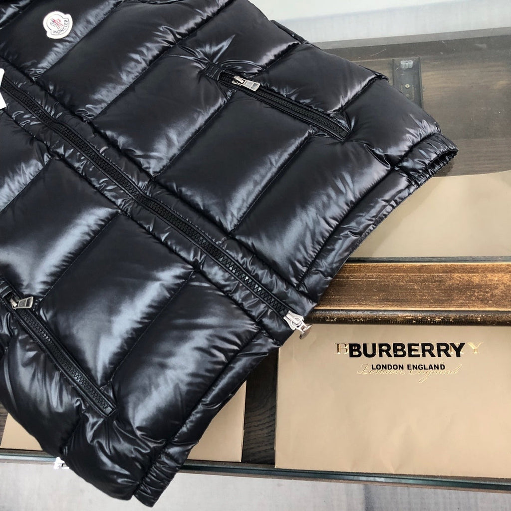 Moncler Black Glossy Hooded Puffer Vest