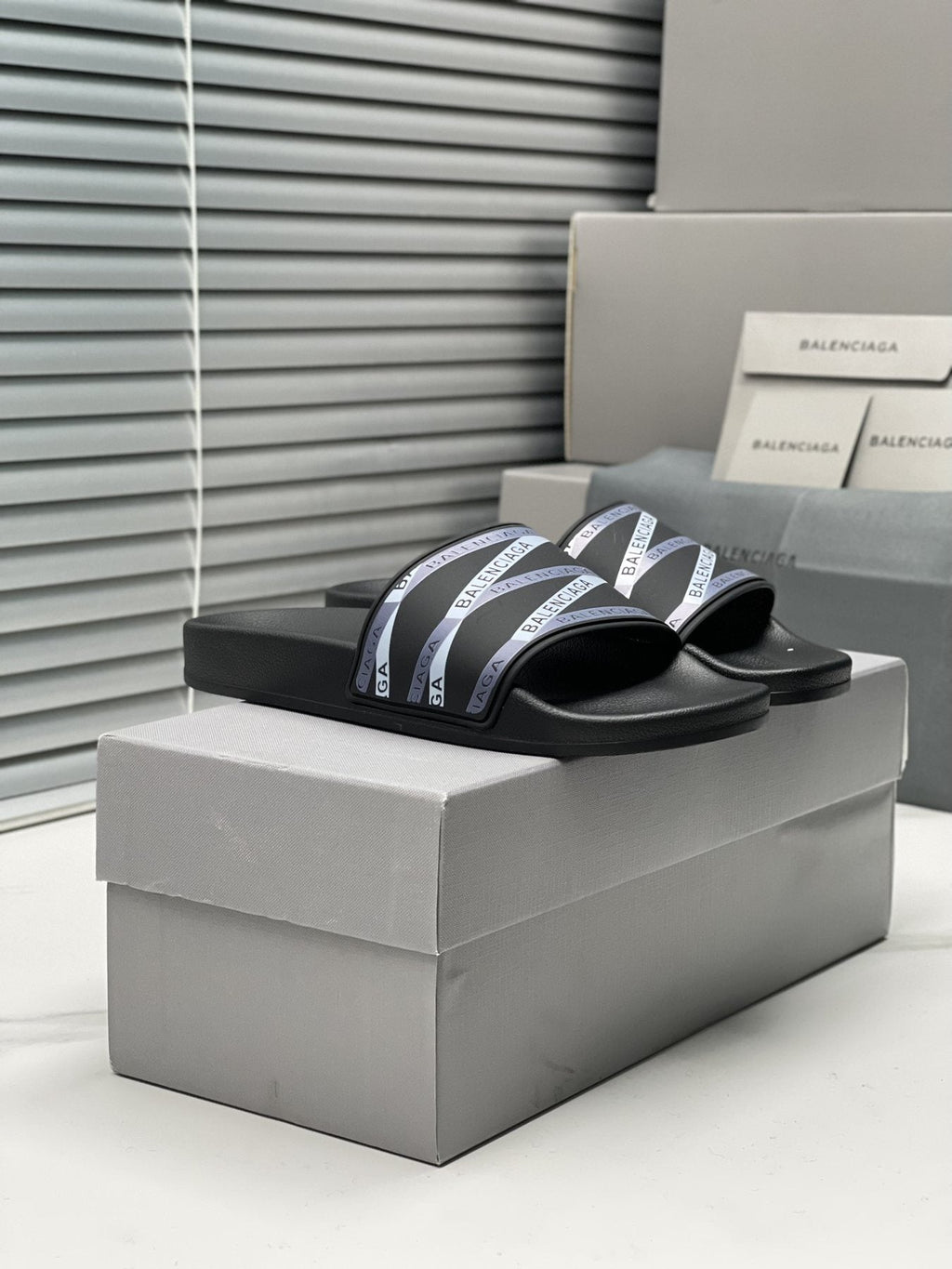 Balenciaga Logo Strap Slide Sandals
