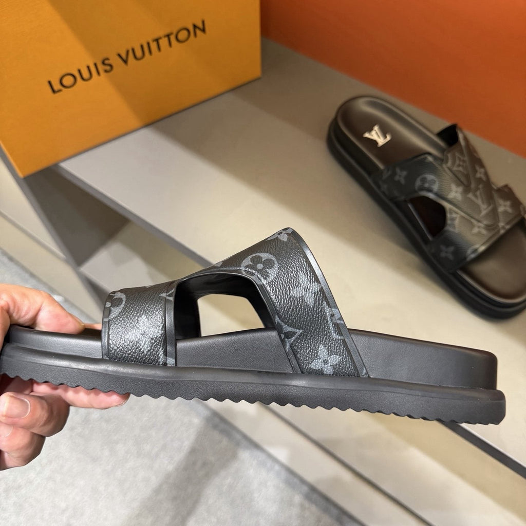 Louis Vuitton Monogram Slide Sandals - Overlapping Monogram-Pattern Upper