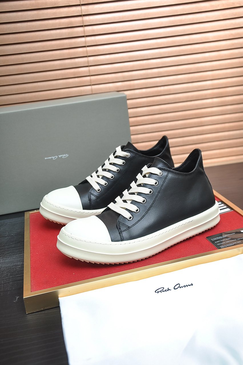 Rick Owens Geometric Seam Platform Low-Top Sneakers
