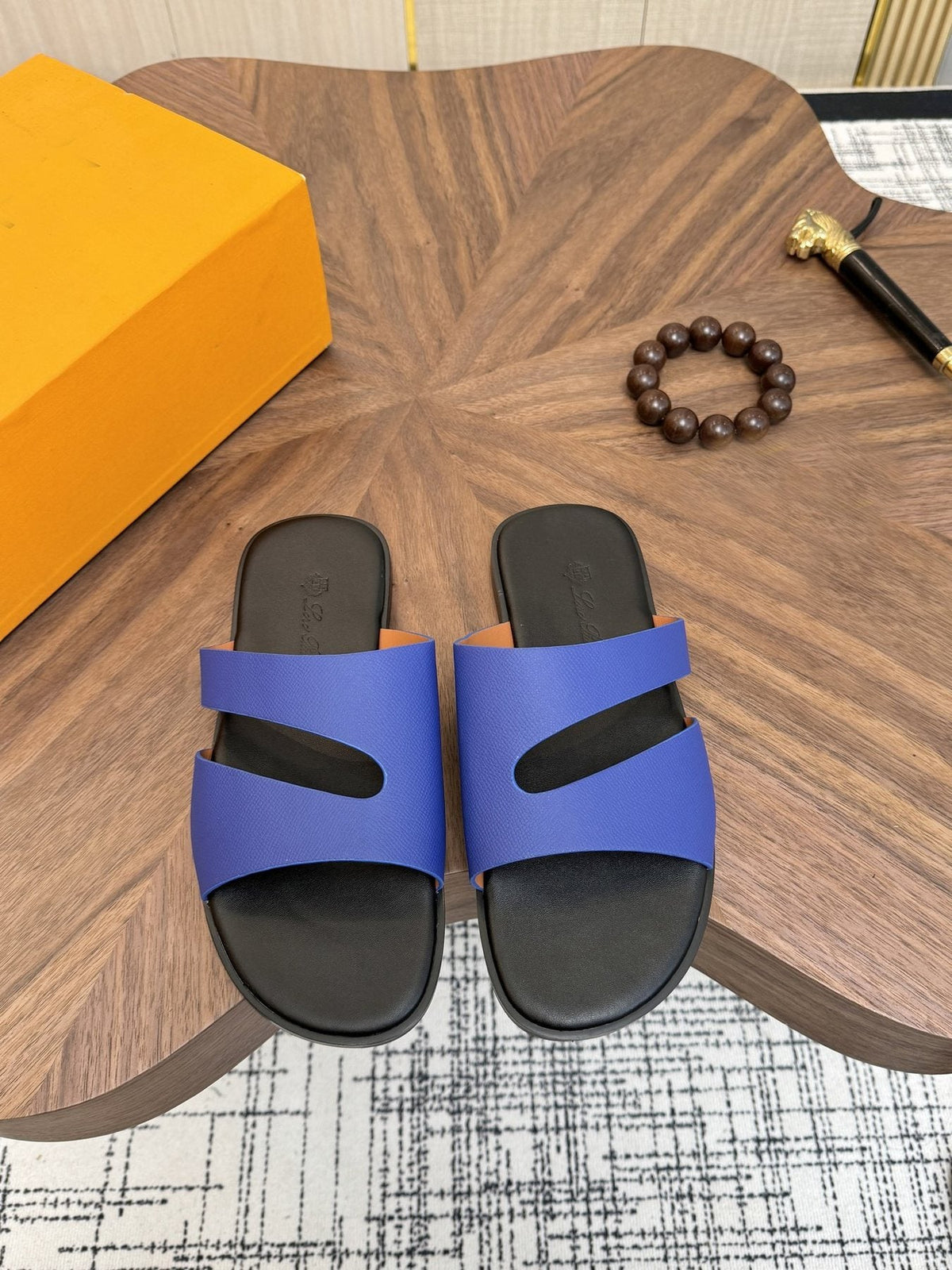 Loro Piana Two-Strap Slide Sandals