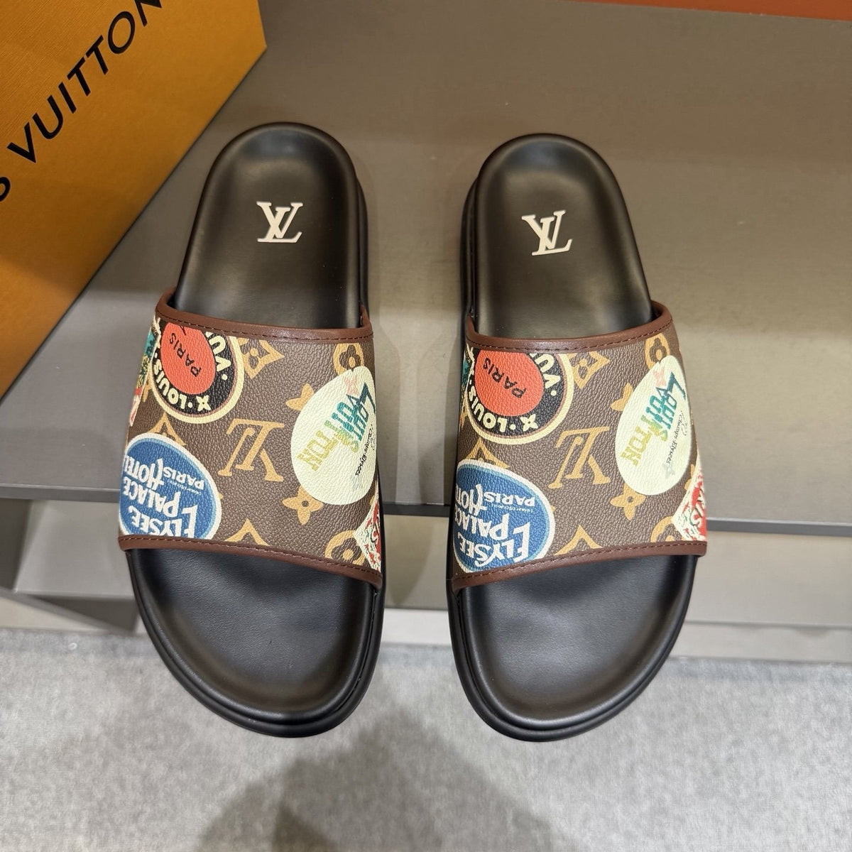 Louis Vuitton Graphic Strap Slide Sandals - Slip-On Construction
