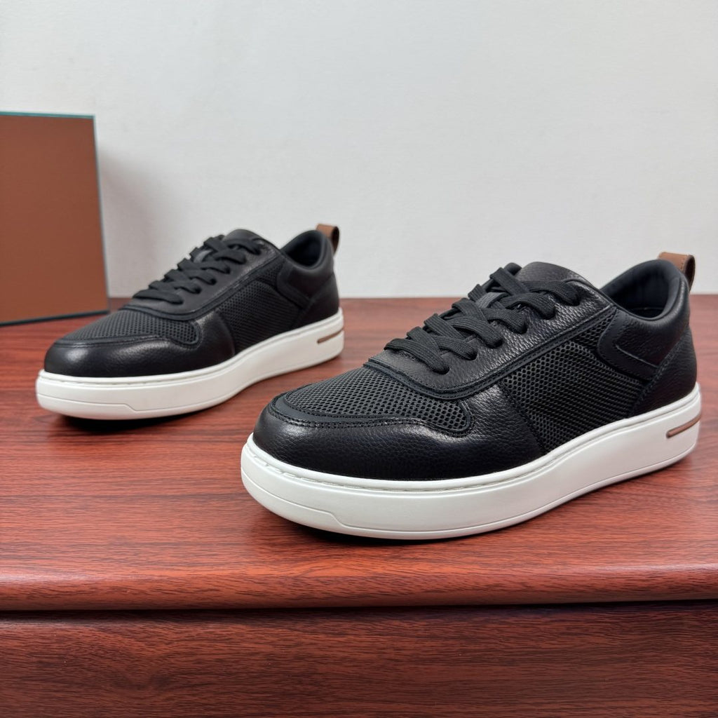 Loro Piana Men's Textured Leather Mesh Low-Top Sneakers