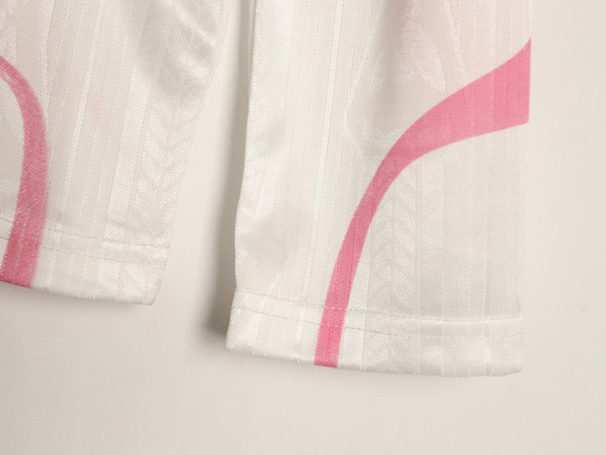 Acne Studios Bow Graphic Football Jersey Long-Sleeve Top - White/Pink