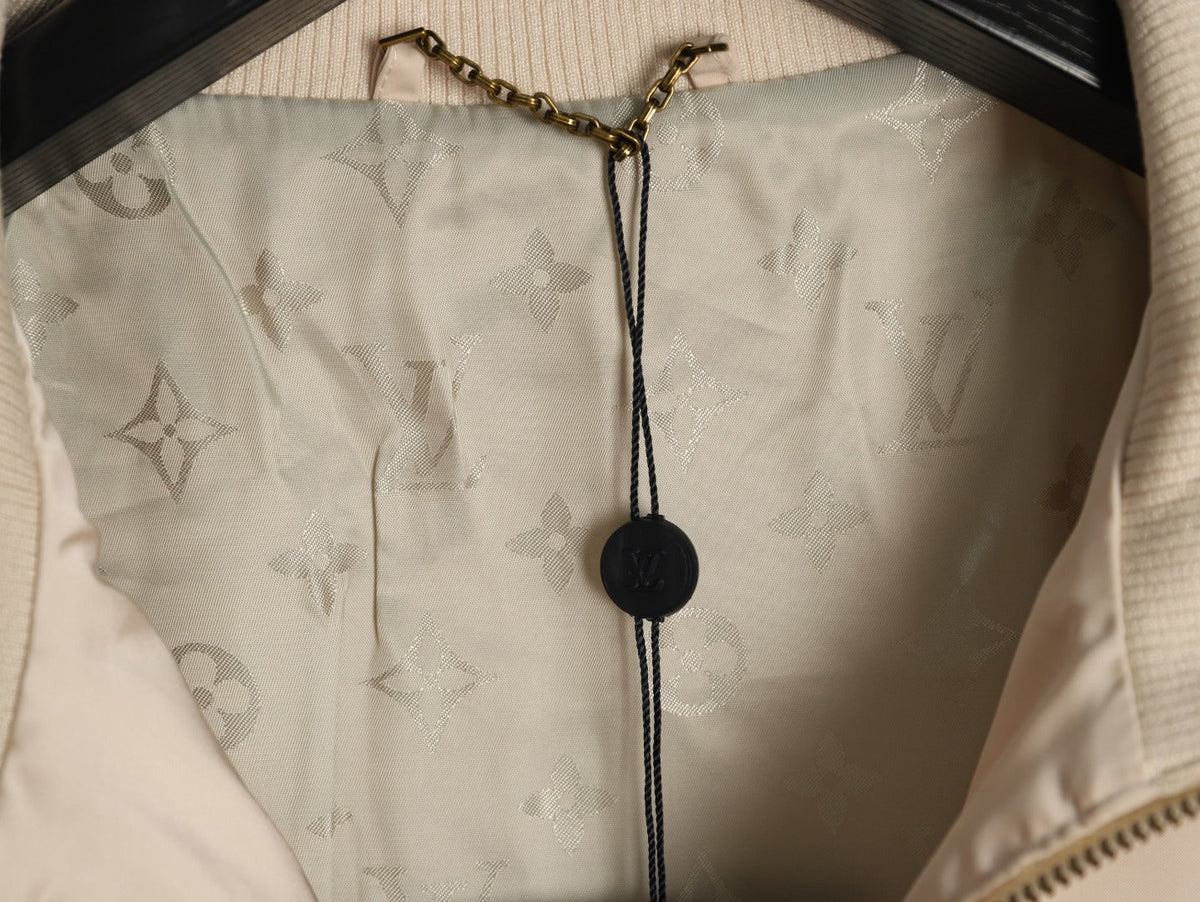 Louis Vuitton LV-Emblem Zip-Up Track Jacket - Light Beige