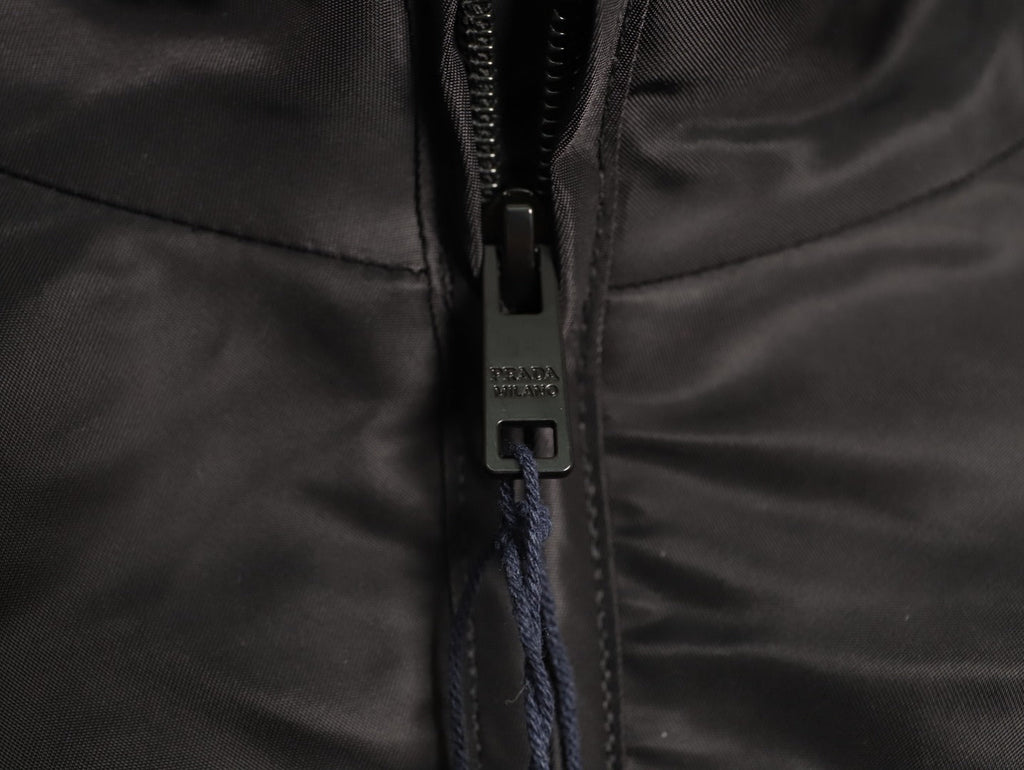Prada Re-Nylon Panel Zip-Up Jacket - Black