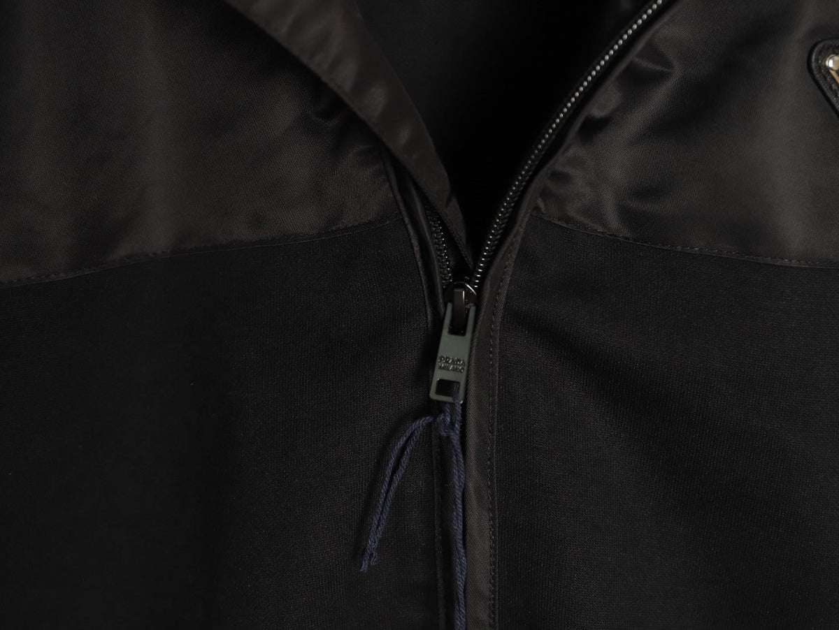 Prada Re-Nylon Panel Zip-Up Jacket - Black