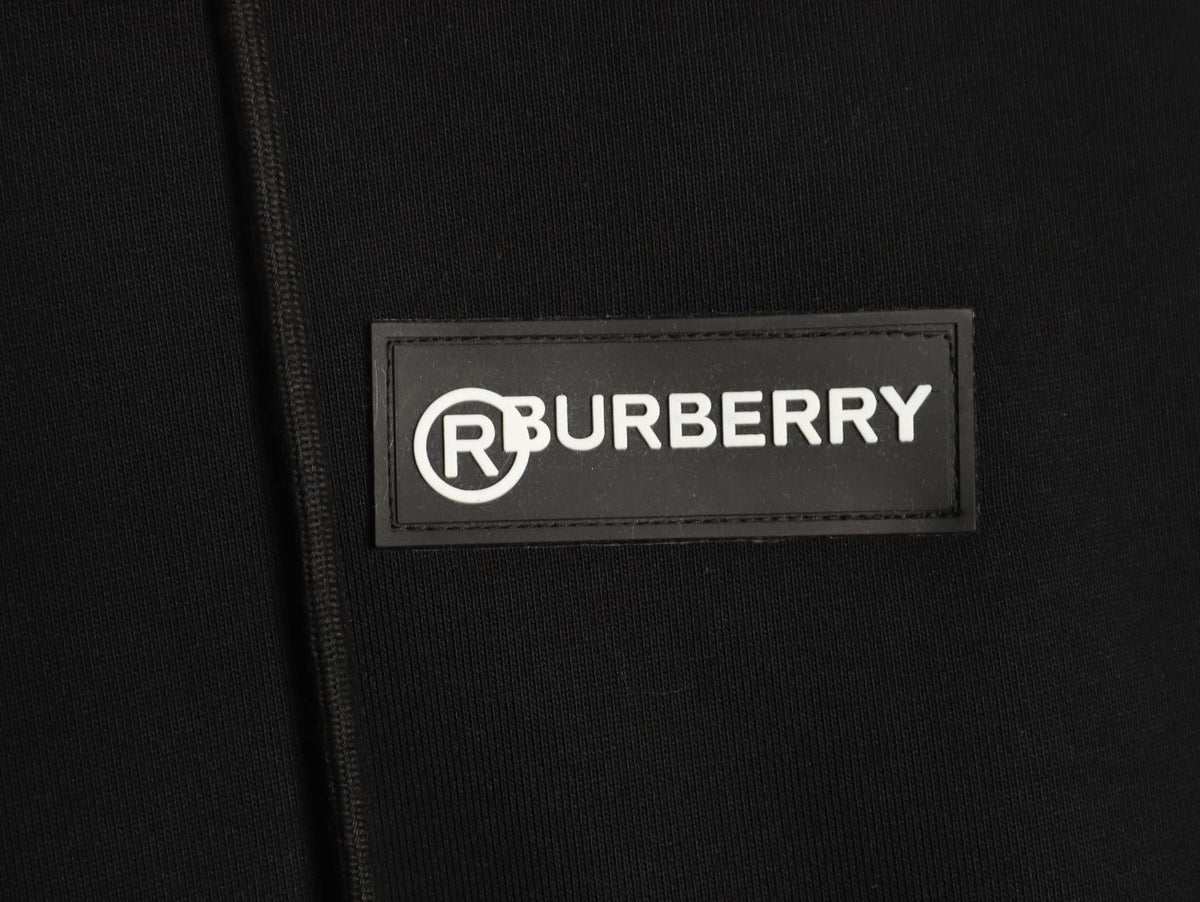 Burberry Logo-Detail Check-Panel Hooded Zip Jacket - Black